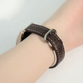 Dark Brown & Off-White Apple Buckle Leather Watch Strap