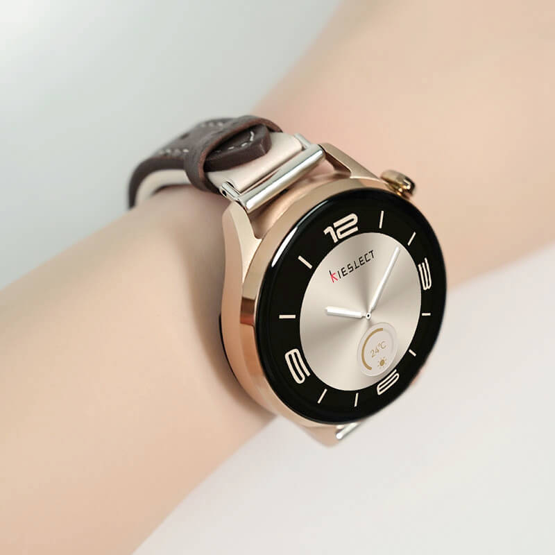 Dark Brown & Off-White Apple Buckle Leather Watch Strap
