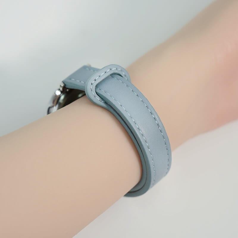 Haze blue double-stud leather strap
