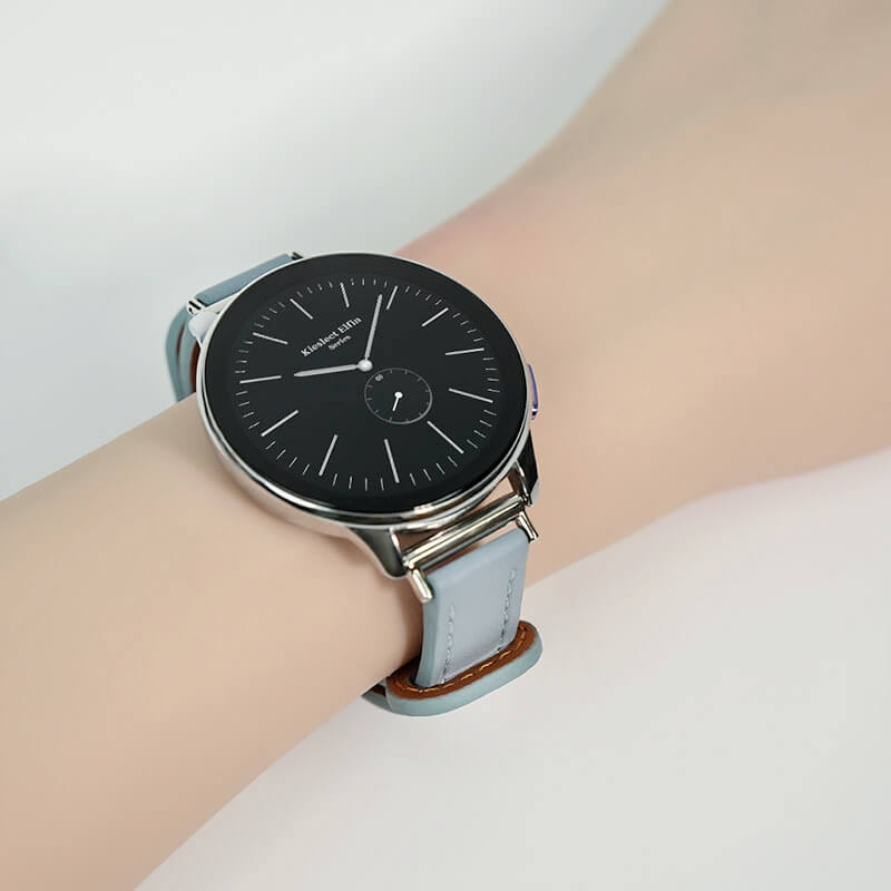 Haze blue double-stud leather strap