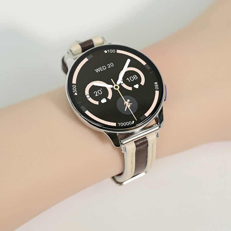 Light Apricot & Dark Brown Leather Watch Strap